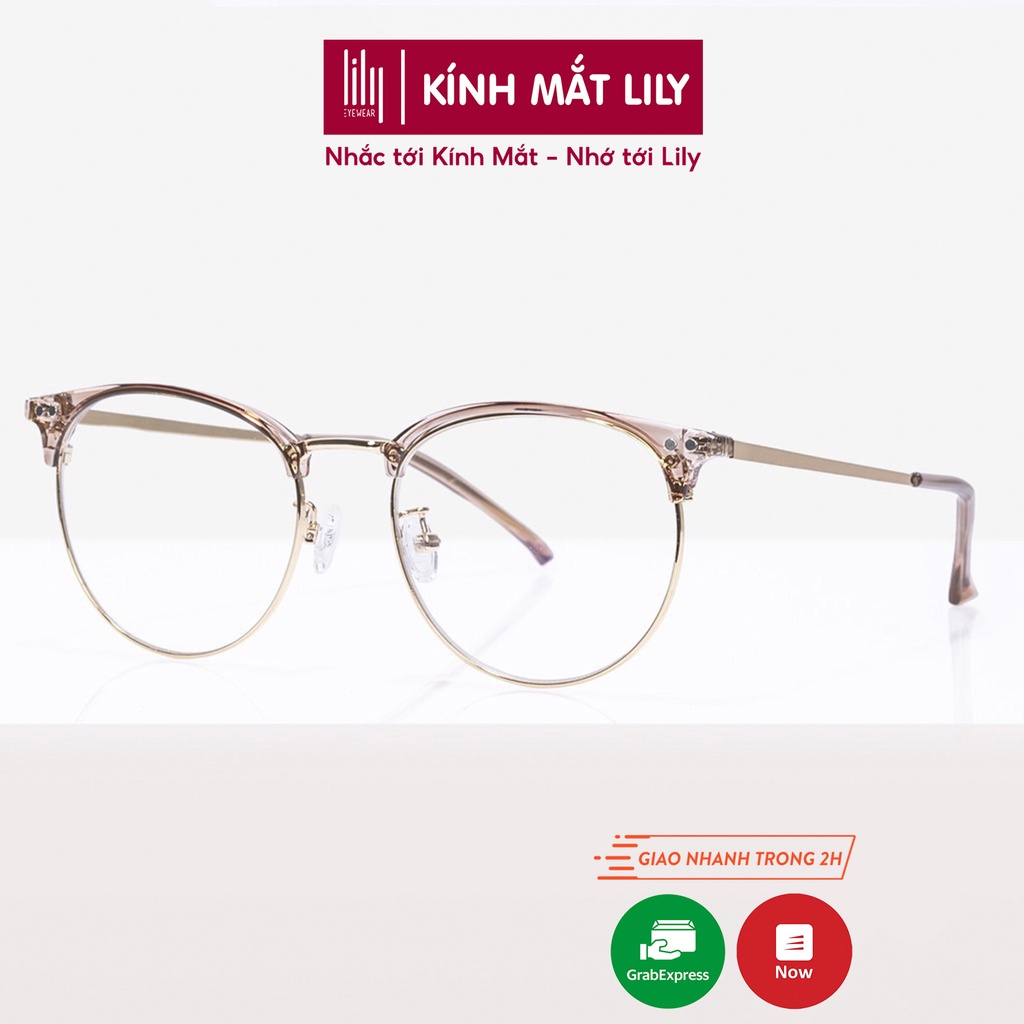 Gọng Kính Cận Nam Nữ Lilyeyewear Mắt Tròn Kim Loại, Thanh Mảnh, Màu Sắc Thời Trang Dễ 90231
