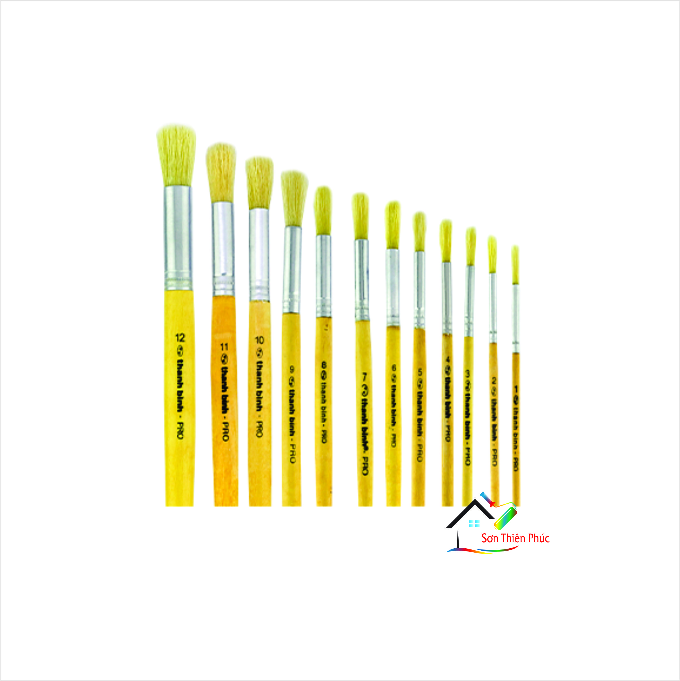Cọ vẽ đầu tròn thanh bình số 1-> 12. chất liệu lông heo.