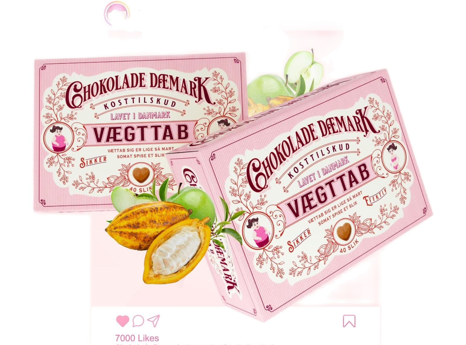 [Mẫu mới 2024] Kẹo Socola Giảm Cân Đan Mạch loại Giảm Mạnh  20 Viên, 40 viên [HỘP MÀU HỒNG]