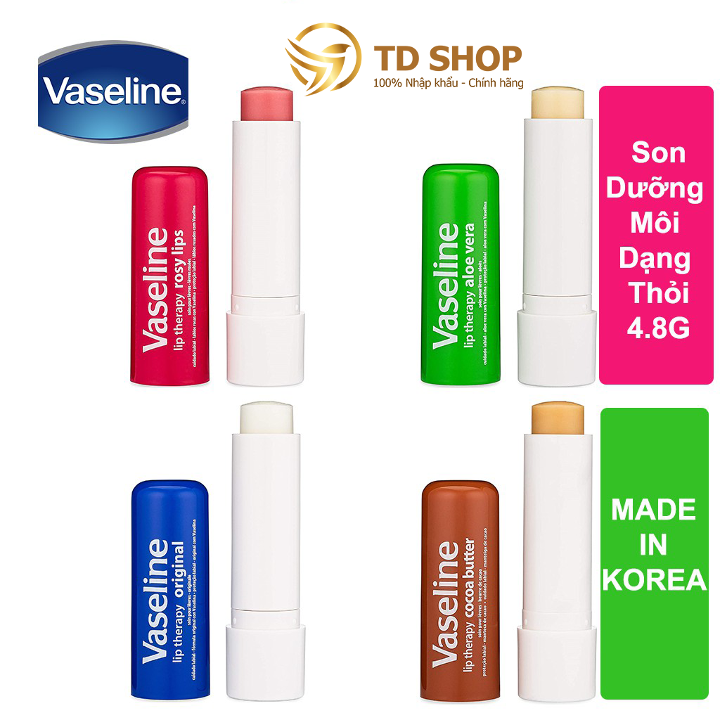 Son Dưỡng Môi Vaseline Origianl I Cocoa butter I Aloe Vera I Rosy lips Dạng Thỏi 4.8g - TD Shop