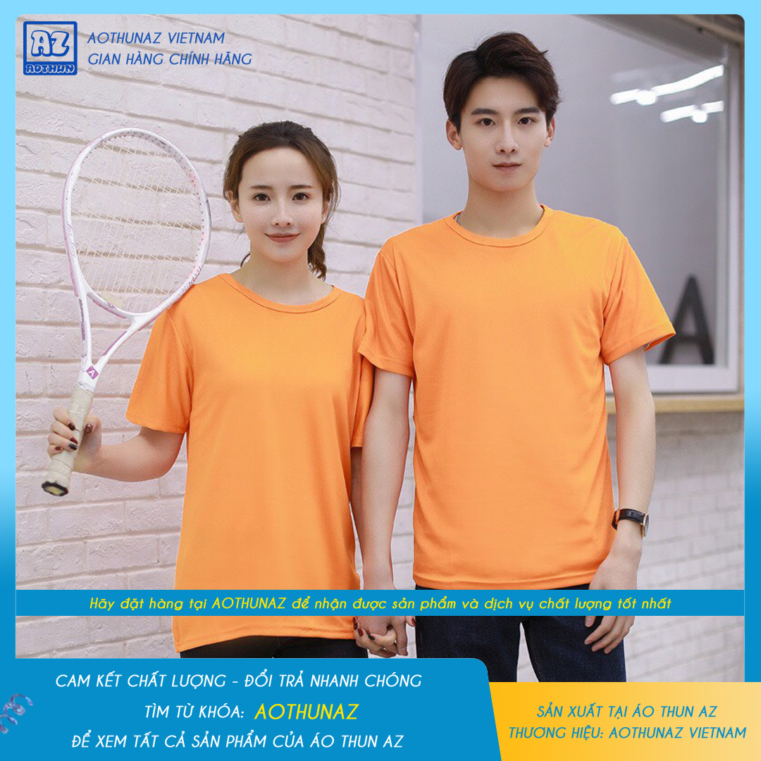 AOTHUNAZ - Áo thun trơn nam nữ màu cam tươi trẻ trung năng động