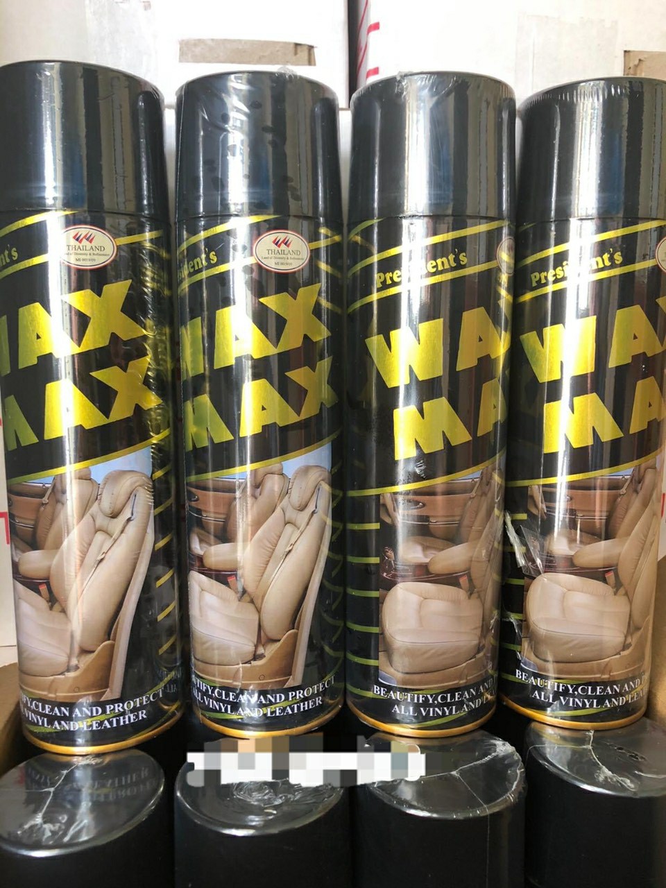 Bình xịt đánh bóng và làm sạch Wax Max, làm sạch nội thất ô tô, chai vệ sinh đồ da hương cà phê