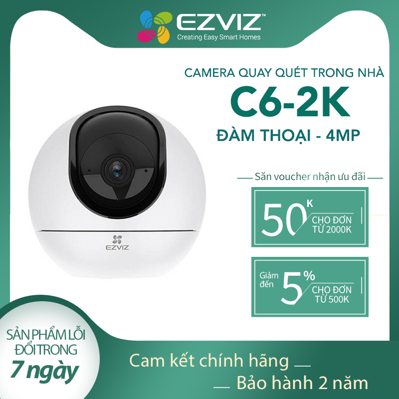 Camera WI-FI EZVIZ C6 2k+ 4MP, Trong Nhà, Hỗ Trợ Wi-fi 2.4 & 5GHz