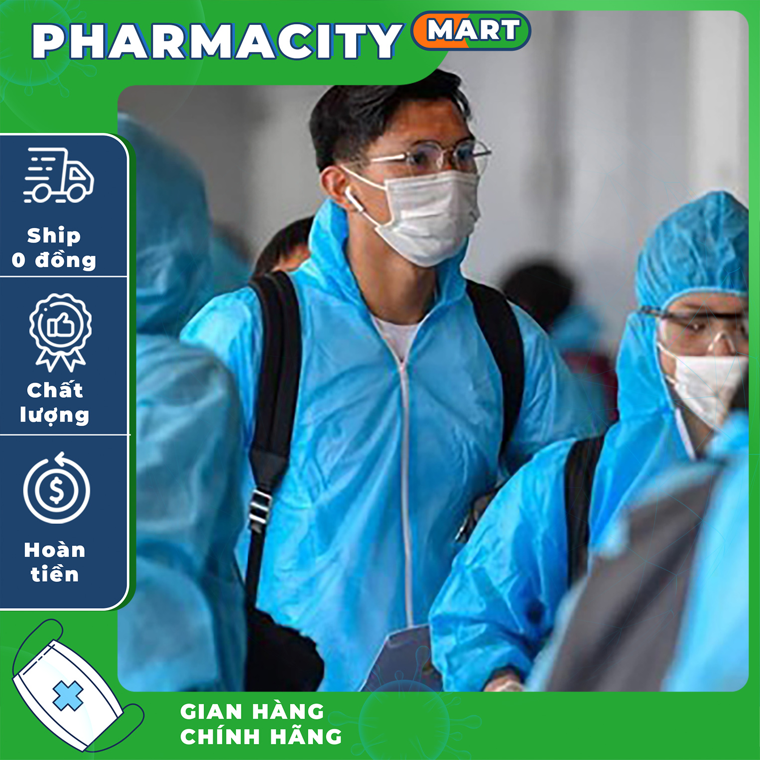 (Bộ 7 món ) Bộ đồ bảo hộ phòng dịch quần áo phòng chống dịch