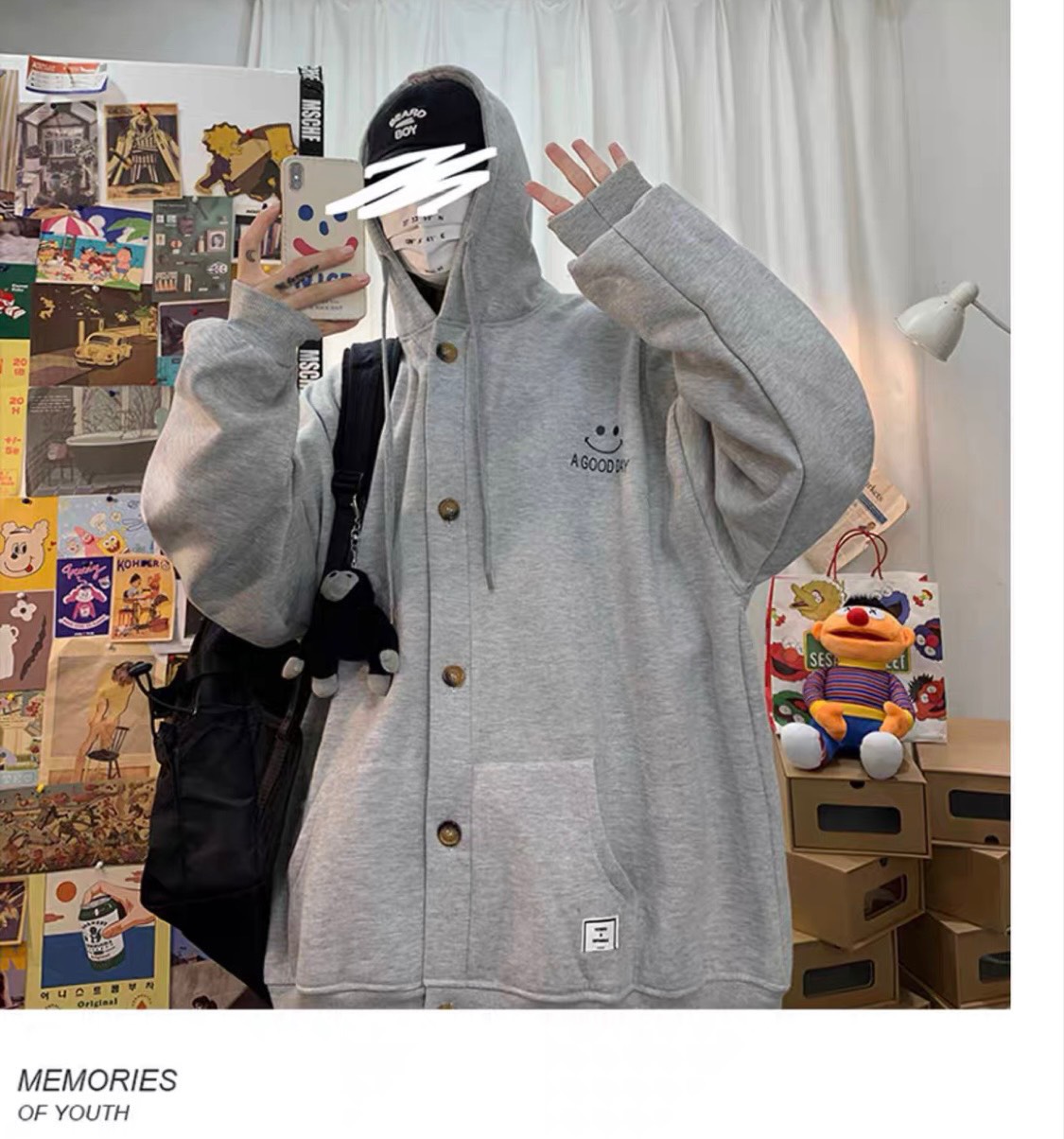 ÁO KHOÁC HOODIE DÂY KÉO FORM RỘNG NAM PHỐI MẶT CƯỜI SIÊU ĐẸP U033
