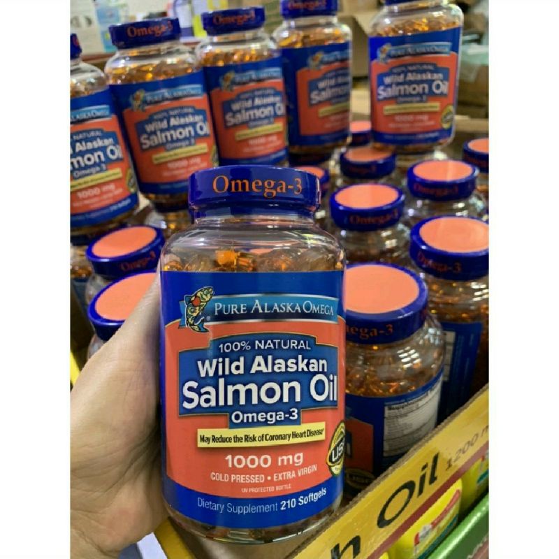 0Viên uống dầu cá hồi Pure Alaska Omega-3 Wild Alaskan Salmon Oil 1000mg 210 viên
