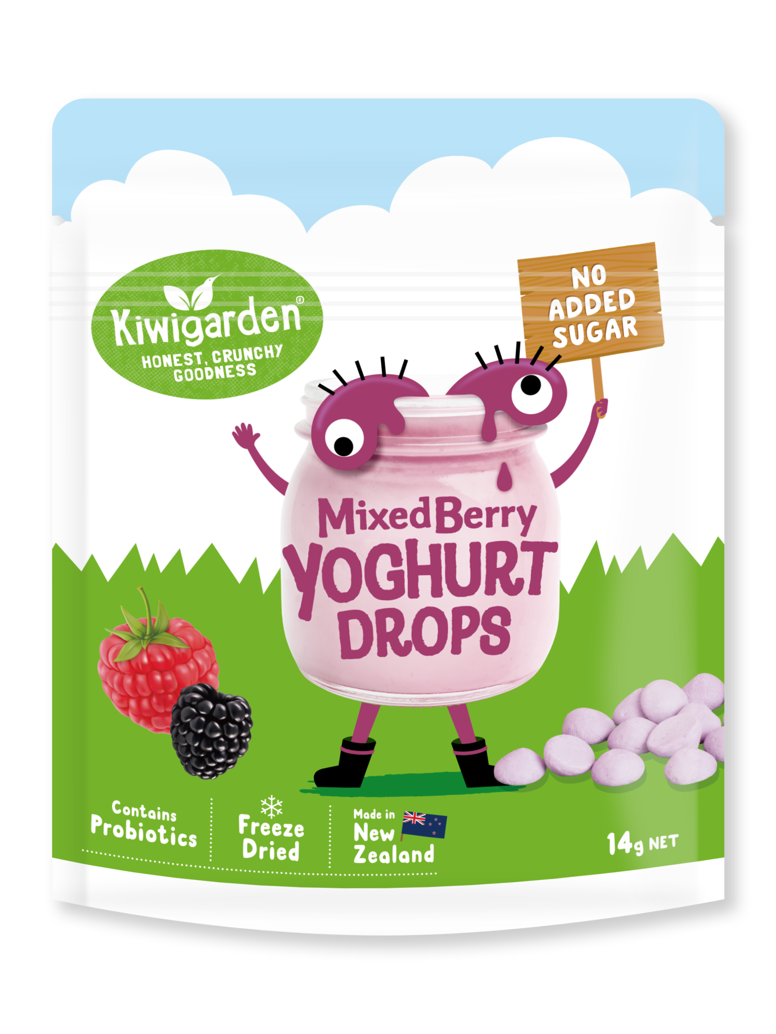 Sữa chua khô kiwigarden không thêm đường vị mixed berry ăn dặm cho bé từ 7 tháng tuổi - 14g