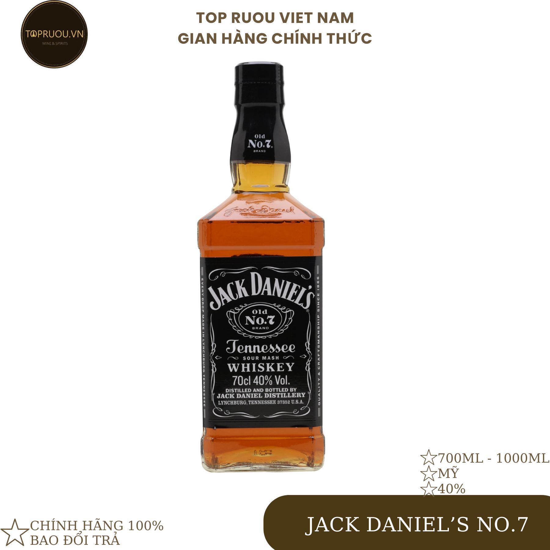 Rượu whisky jack daniel's no 7 700ml - 100ml