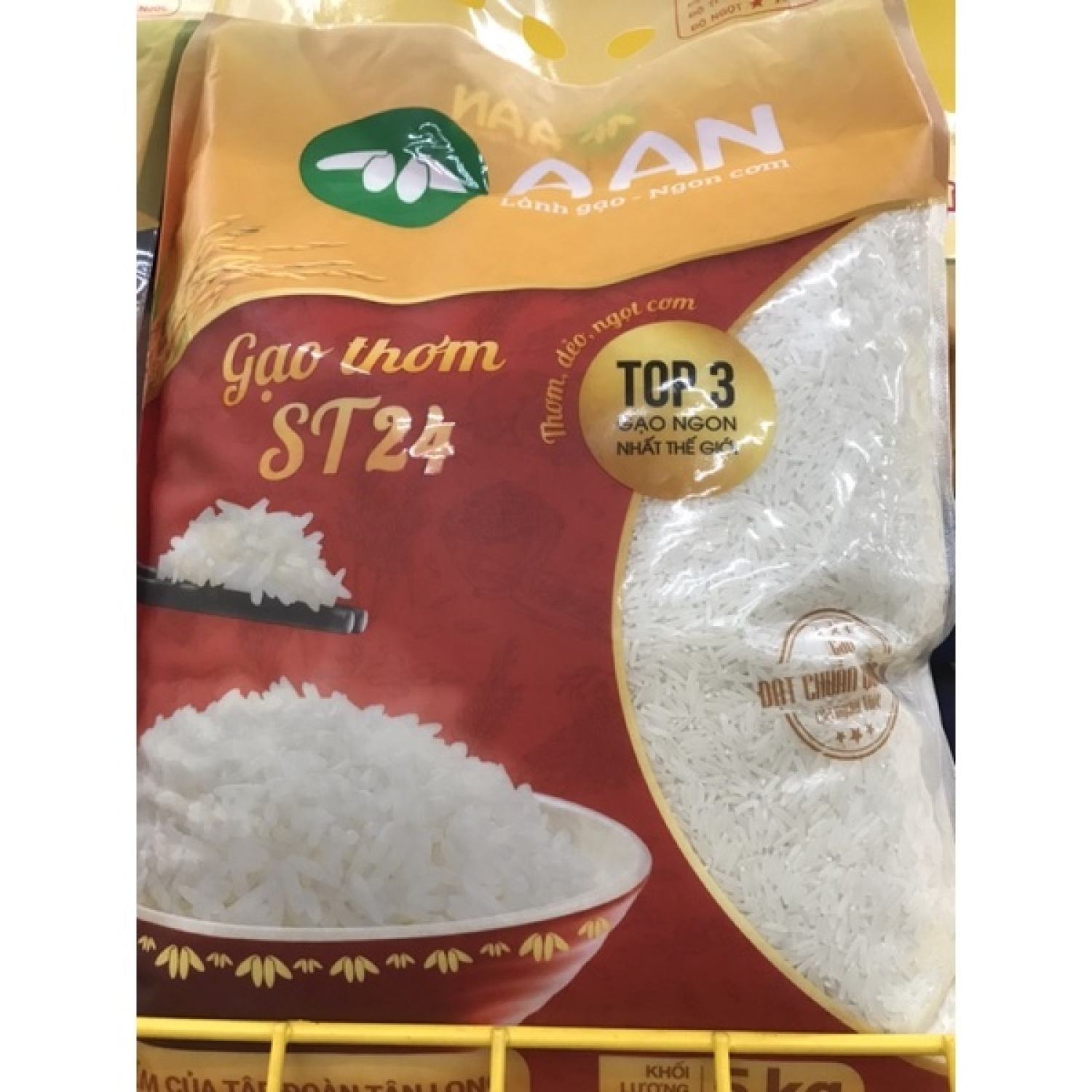 Gạo thơm st24 a an túi 5kg dẻo, mềm .