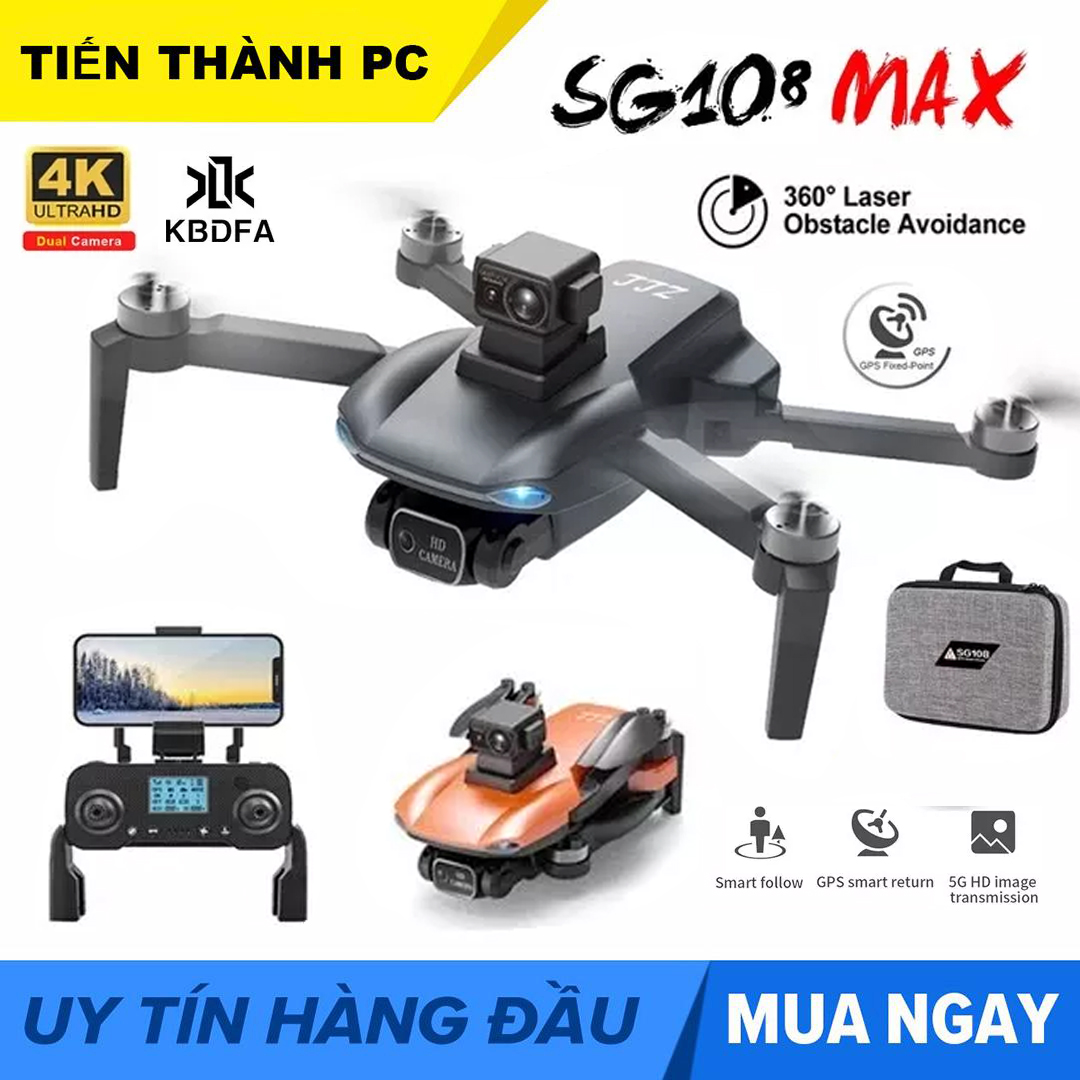 Máy bay điều khiển từ xa, Flycam SG108 Max GPS Camera 4K Có Cảm Biến Tránh Vật Cản, Động Cơ Không Ch