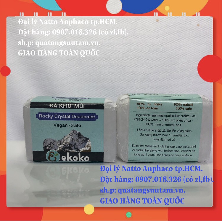 Ekoko - Đá Khoáng Khử Mùi Phèn Chua - Rocky Crystal Deodorant, Đá Lăn Nách, Chân, Bẹn Khử Mùi Tự Nhiên