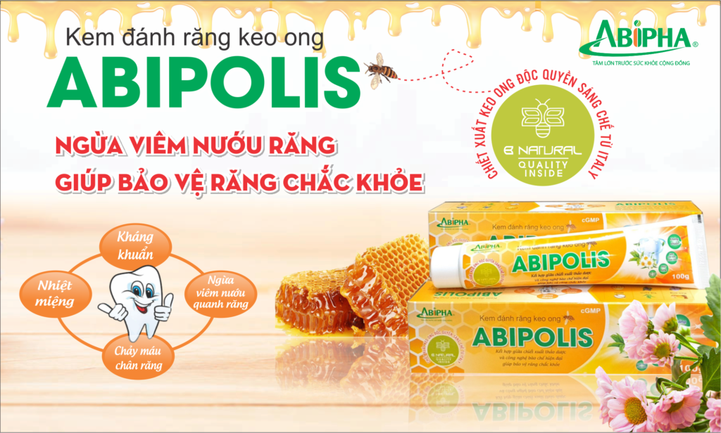 Kem đánh răng keo ong Abipolis chứa các thành phần dược liệu thiên nhiên - Ngăn Ngừa Vi Khuẩn ,Thơm Lâu
