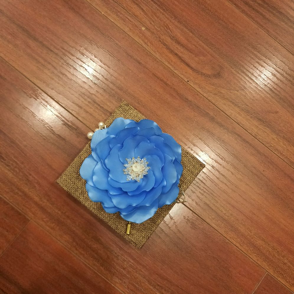 Hoa cài áo handmade bônghoa dành dành màu xanh