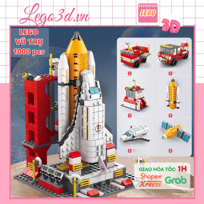 Bộ đồ chơi lắp ráp Mô hình vũ trụ Hapi toys - Đồ chơi lắp ráp tàu vũ trụ không gian con thoi 1000 chi tiết