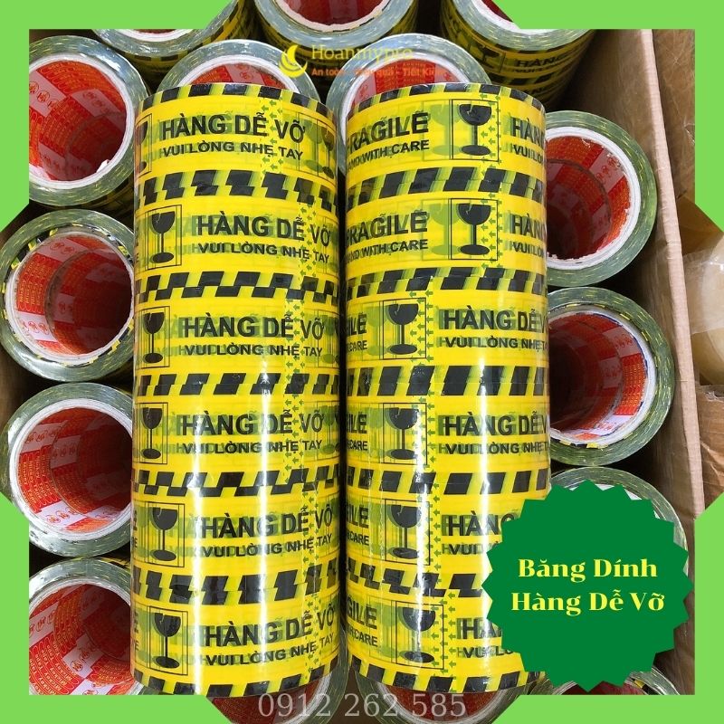 Băng Dính In Chữ Hàng Dễ Vỡ Xin Nhẹ Tay 1 Cây 6 Cuộn Nặng 1,2Kg Cảnh Báo Hàng Dễ Vỡ Vận Chuyển