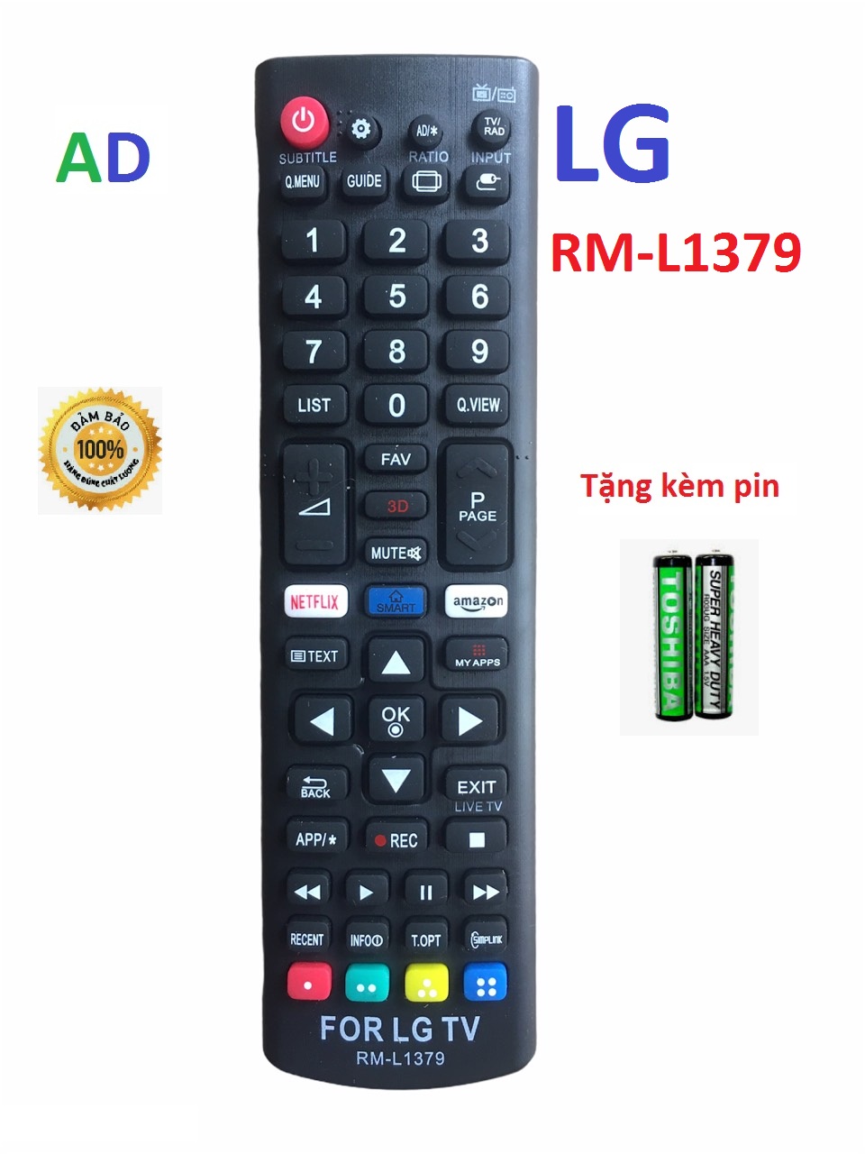 Điều khiển tivi LG RM-L1379 smart internet - tặng kèm pin - Remote LG RM-L1379 loại tốt thay thế tương thích hoàn toàn khiển zin theo máy 1