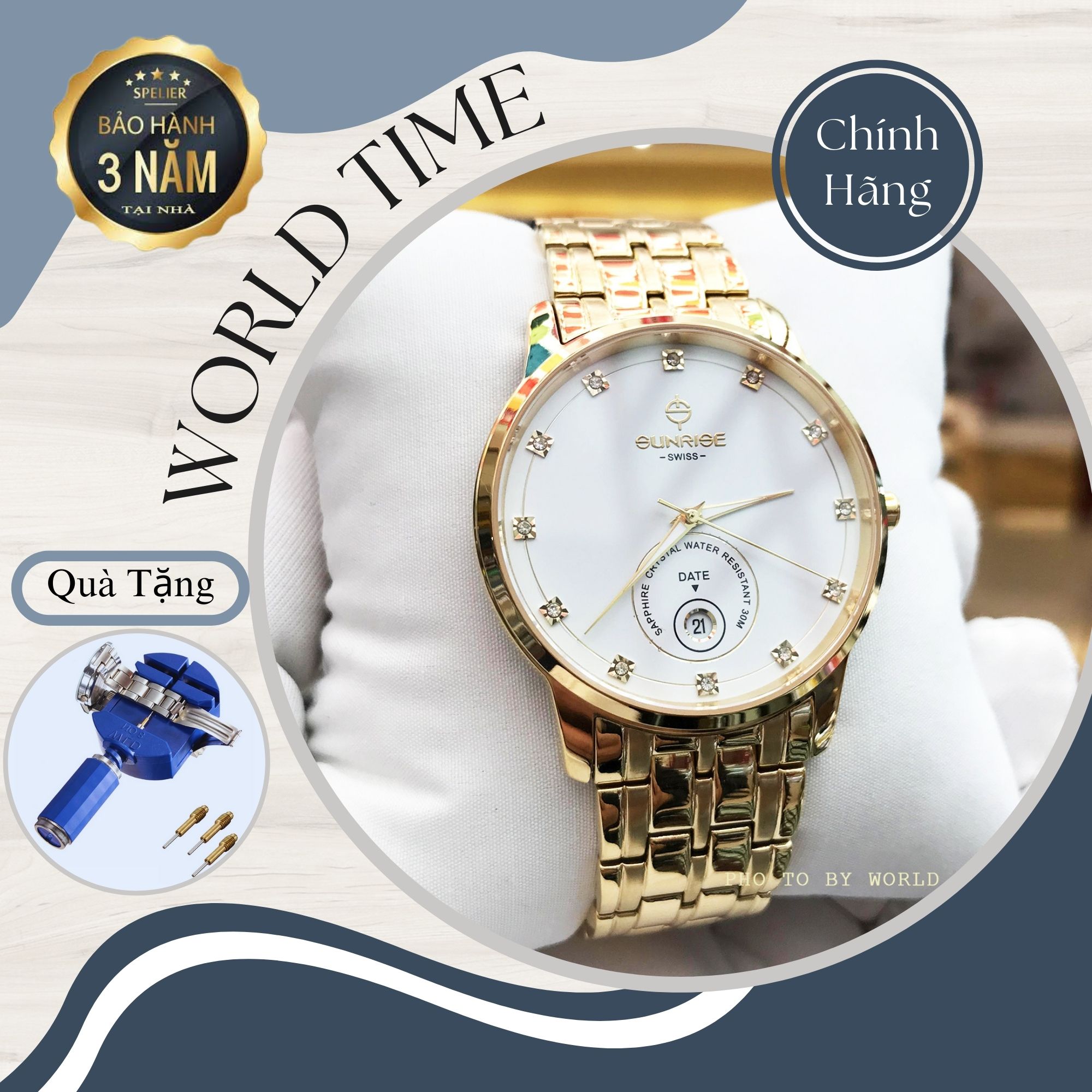 Đồng Hồ Nam Sunrise 1138SA [ Full Box ] Kính Sapphire Chống Xước , Chống Nước