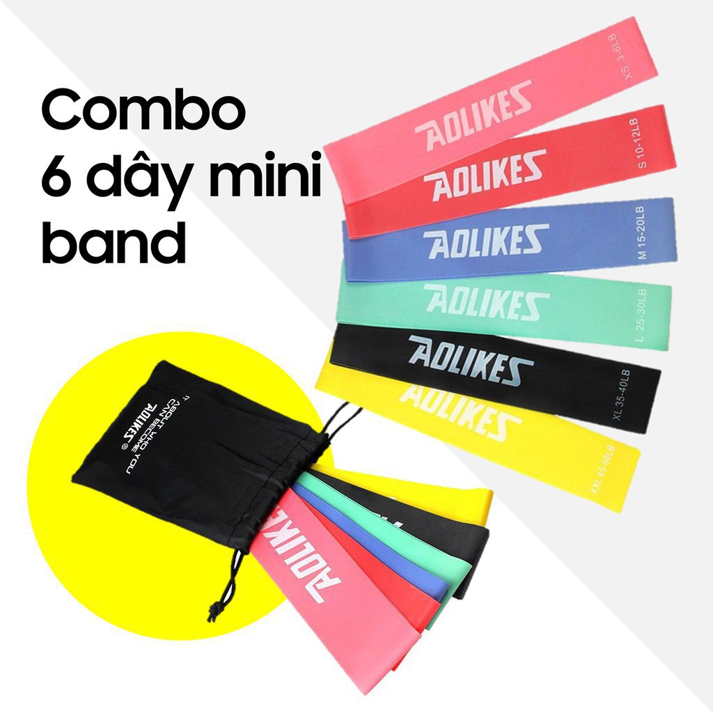 Dây kháng lực tập gym mini band, miniband Aolikes tập mông, chân, đùi, đai thun đàn hồi kháng lực tập gym tại nhà - Cậu Vàng Store