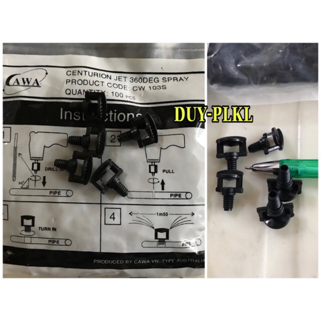 Béc bọ phun sương màu đen - úc - túi 100 béc. béc phun sương, béc tưới cây, vườn cây.