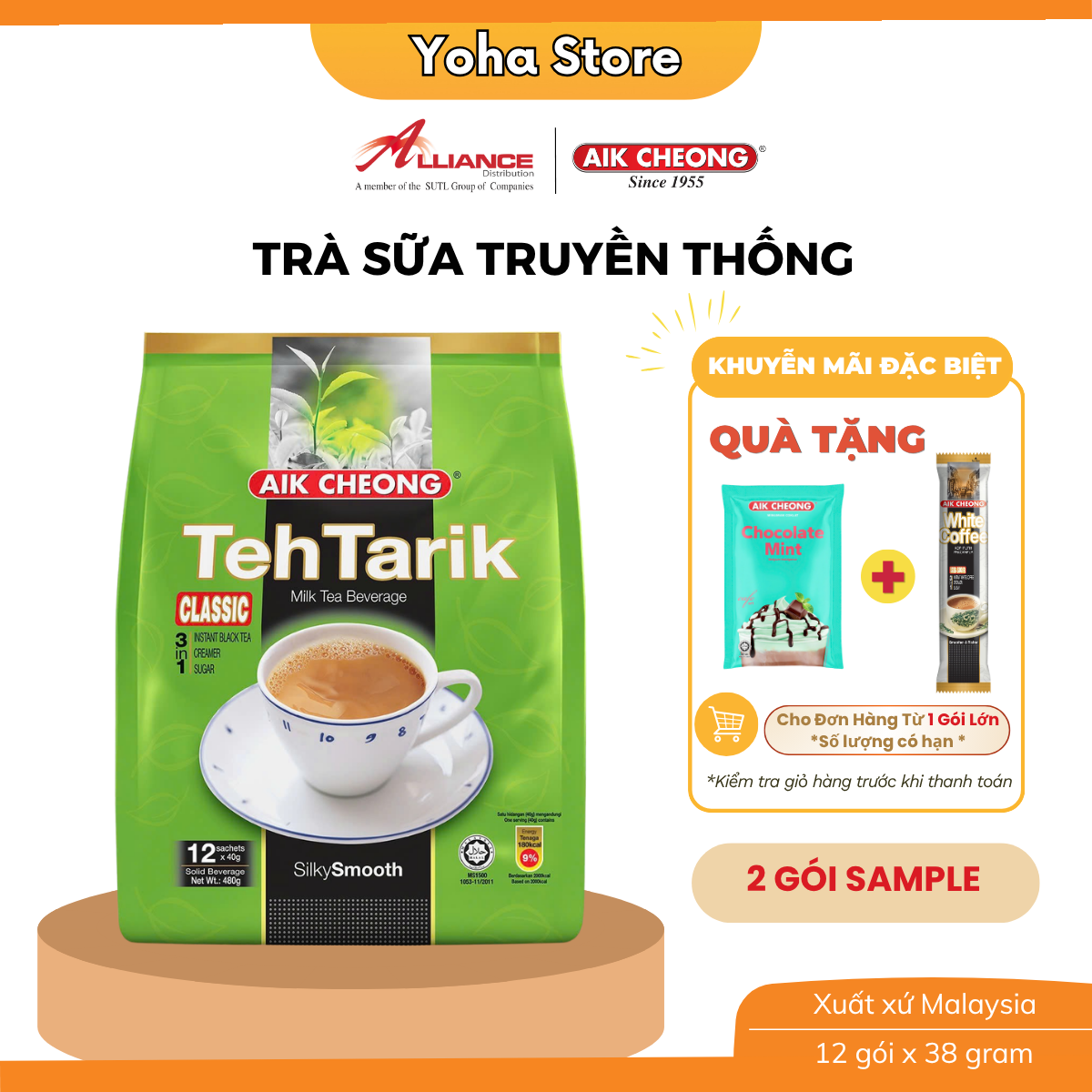 Chính hãng Trà Sữa Vị Cổ Điển Aik Cheong Teh Tarik Classic 3 In 1 - nhập khẩu từ Malaysia