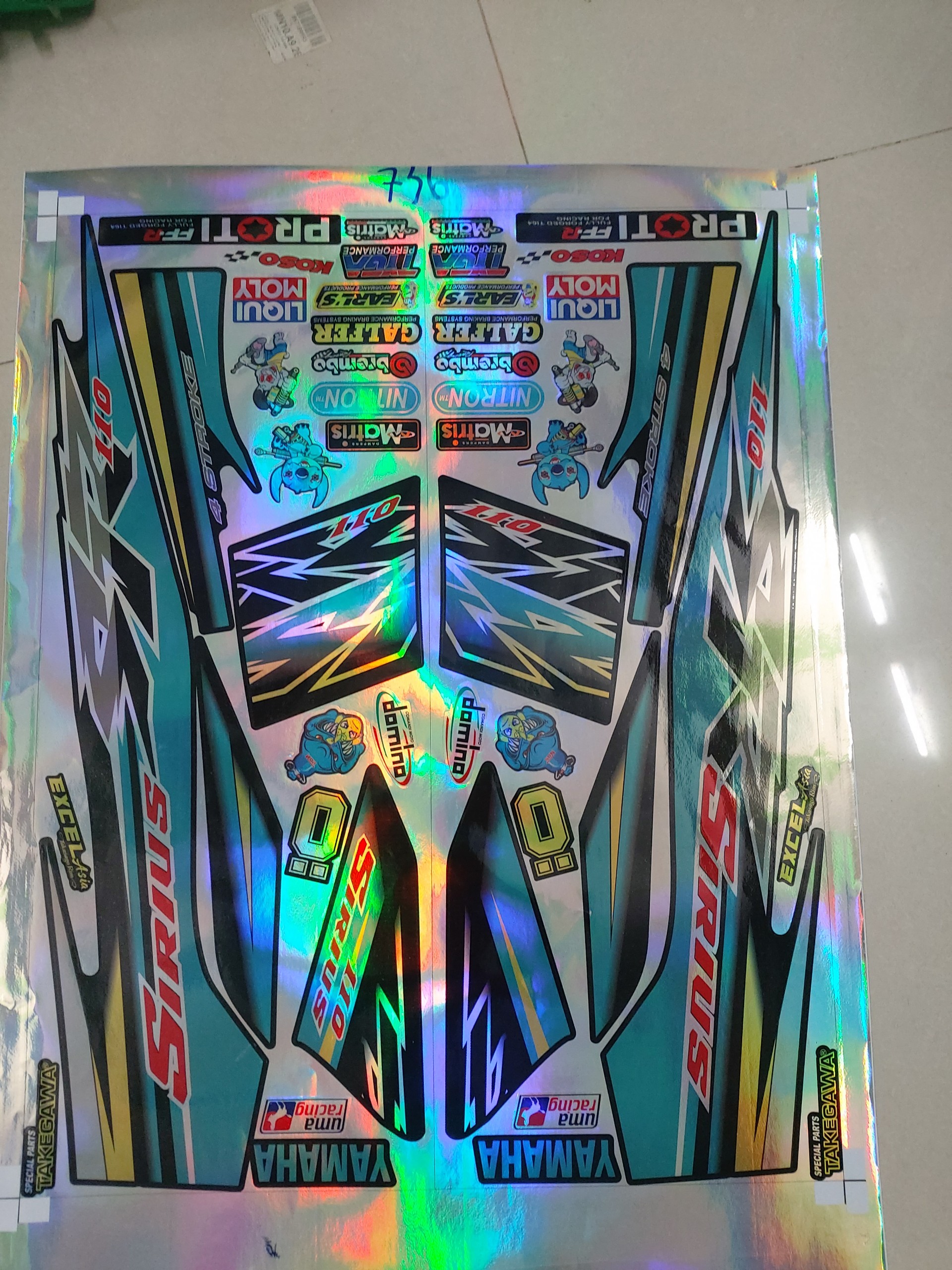 Tem xe sirius SR crom titan 7 màu