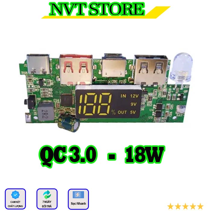 Mạch sạc dự phòng - hỗ trợ sạc nhanh qc 3.0 - dùng chế hoặc lắp ráp