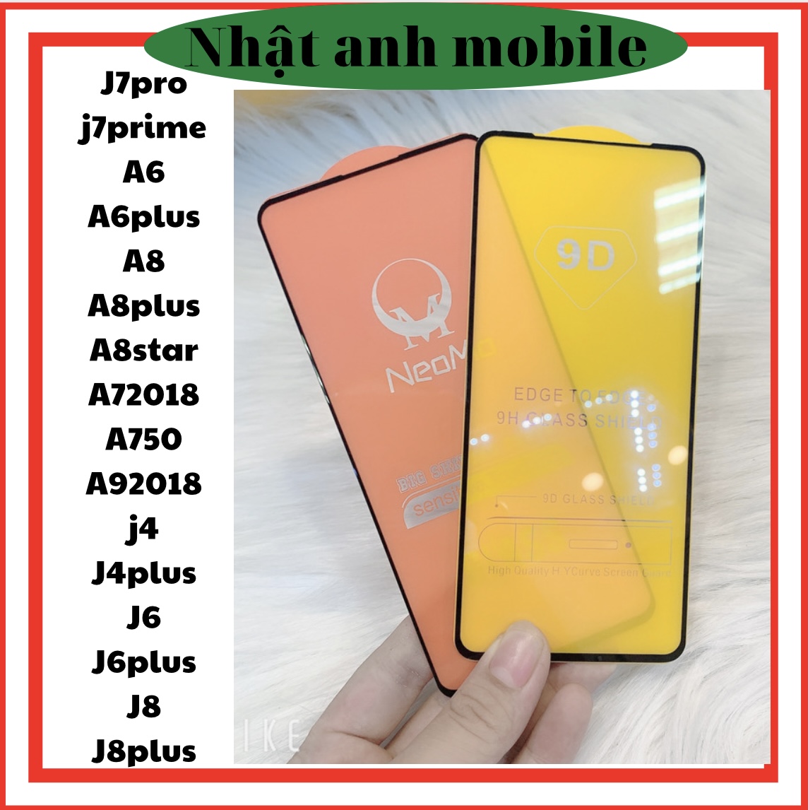 Kính cường lực full màn sam sung j7pro/j7prime/a6/a6plus/j4/j4plus/j6/j6plus/j8/j8plus/a8/a8plus/a8star/a72018/a750/a92018/a9s