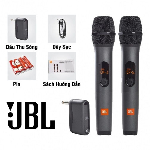 Micro, micro không dây, micro karaoke chất lượng, giá tốt - micro karaoke micro karaoke không dây jbl wireless chính hãng | hát hay, lọc âm chuẩn, bắt âm cực chuẩn, chống hú rít, hỗ trợ giọng hát tối đa, gồm 2 tay micro và 1 bộ thu phát