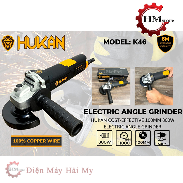Máy mài cầm tay Hukan K46, công suất 800w - Máy mài góc, máy cắt cầm tay Hukan 100mm - Bảo hành 6 th