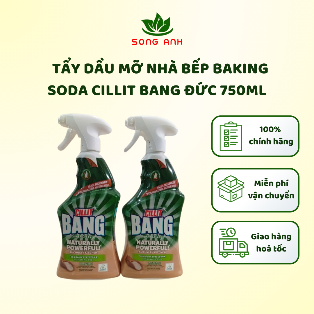 Tẩy dầu mỡ nhà bếp Baking Soda Cillit Bang Đức 750ml - tẩy dầu mỡ thiên nhiên, chuẩn Eco Châu Âu