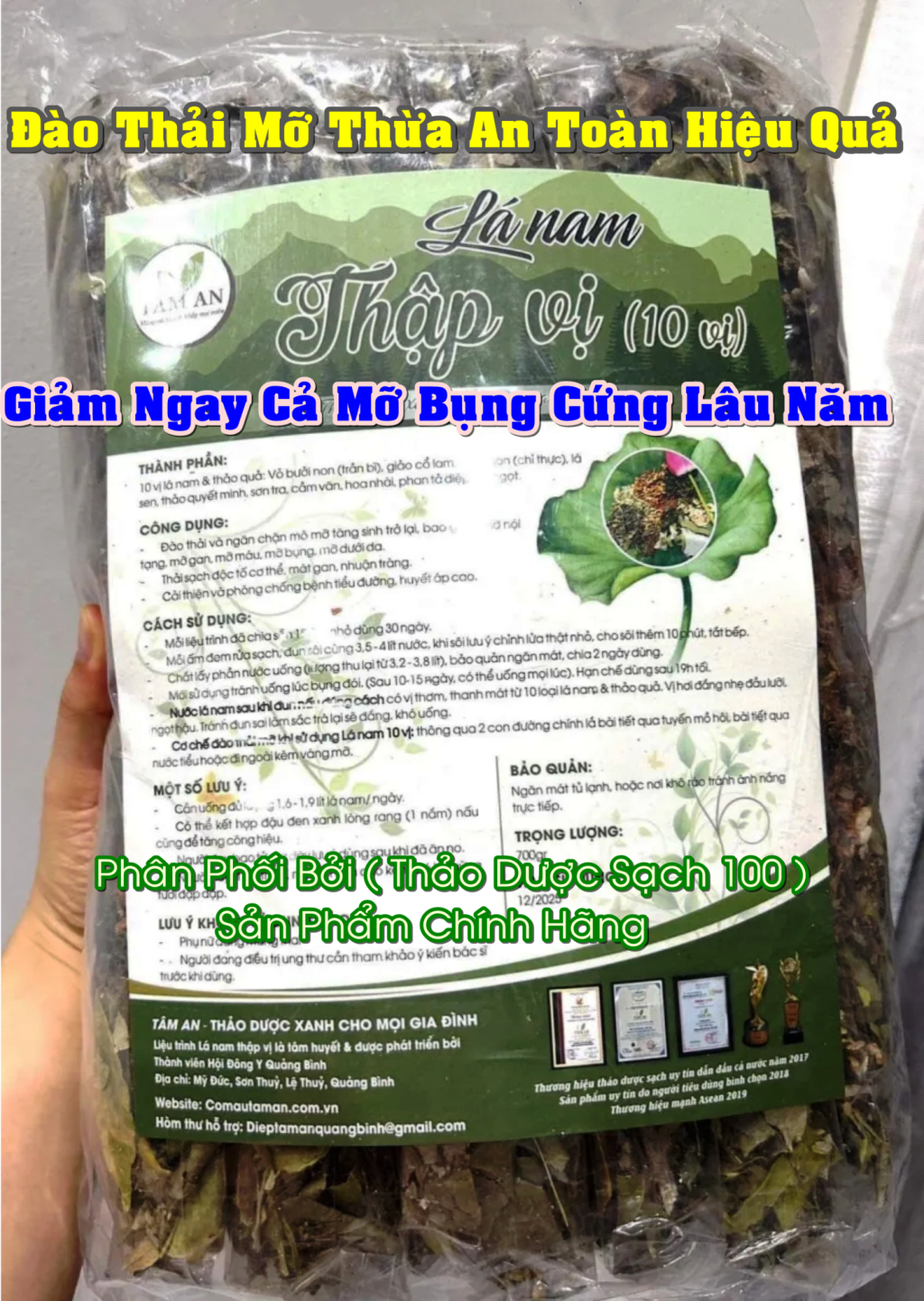 Lá Nam Thập Vị ( 10 Vị ) Chính Hãng Giảm Cân Giảm Mỡ Bụng Đầu Tiên, 1 Liệu Trình Giảm 4-7cm Bụng Khô