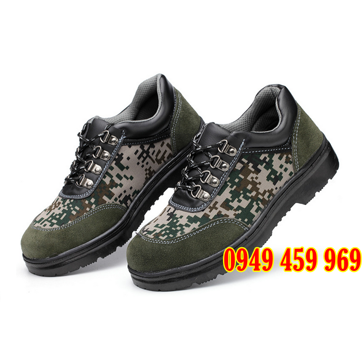Giày Bảo Hộ Lao Động Nam Rằn Ri - Đế Thép Mũi Thép - Chống Đinh Chống Cắt - Tặng Kèm Tất