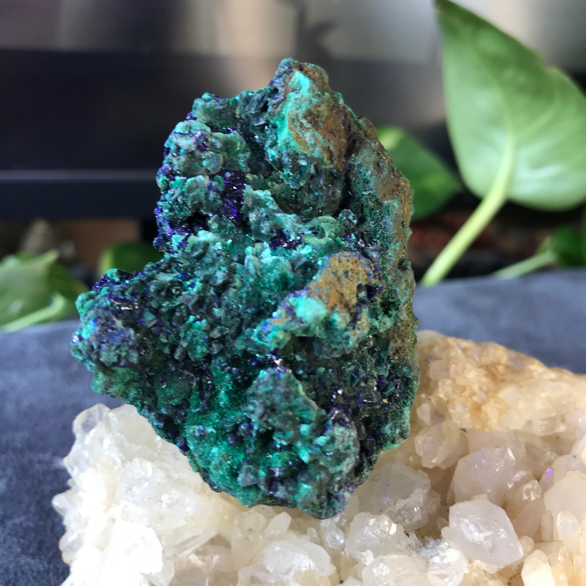 Đá khoáng thạch khổng tước Azurite MALachite xanh trứng MS324