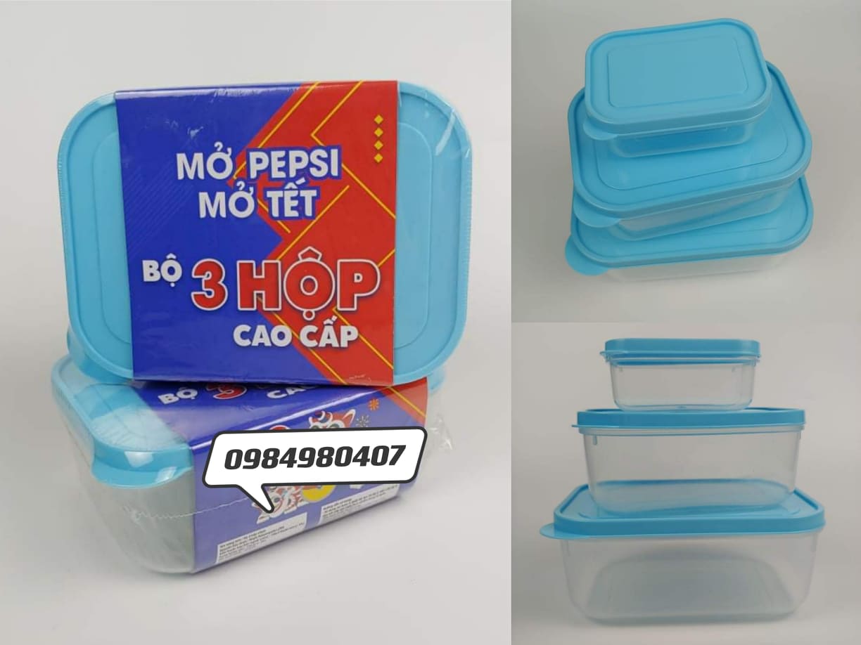 COMBO 9 hộp nhựa kèm nắp - hàng quà tặng Pepsi