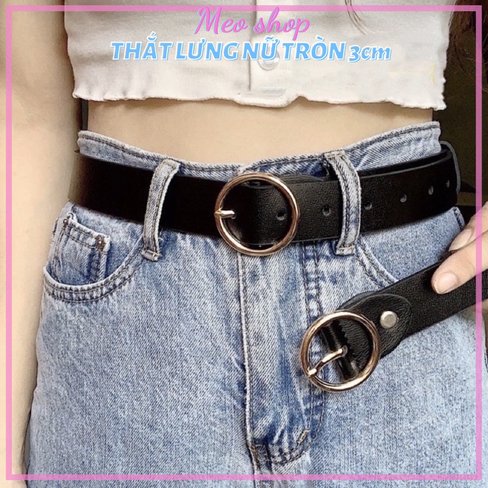 Dây nịt Nữ tròn 3cm da đẹp - thắt lưng mặt tròn Nam Nữ da xịn