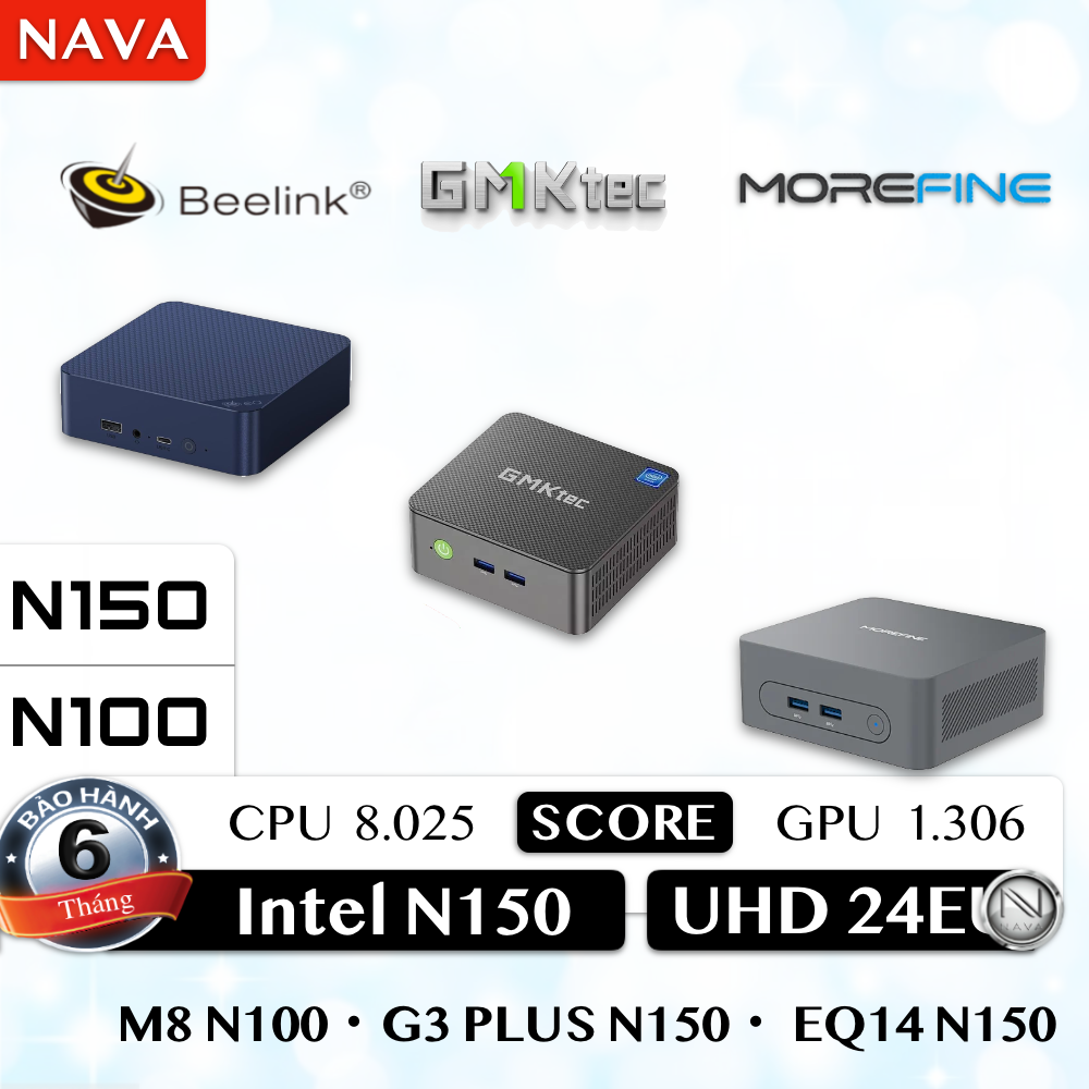 Mini Pc N100⏐N150⏐N200 GMK G3 Plus Beelink EQ14 Morefine M8 Intel gen 12th Twin Lake 25W T8 Tiny