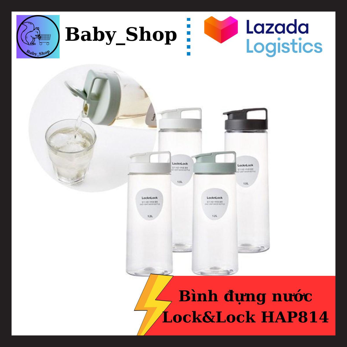 Bình nước nhựa lock lock, bình lock and lock. Bình Đựng Nước LocknLock Easy Grip Dung Tích 1.5L HAP814 - bình nước lock and lock, bình đựng nước cao cấp.