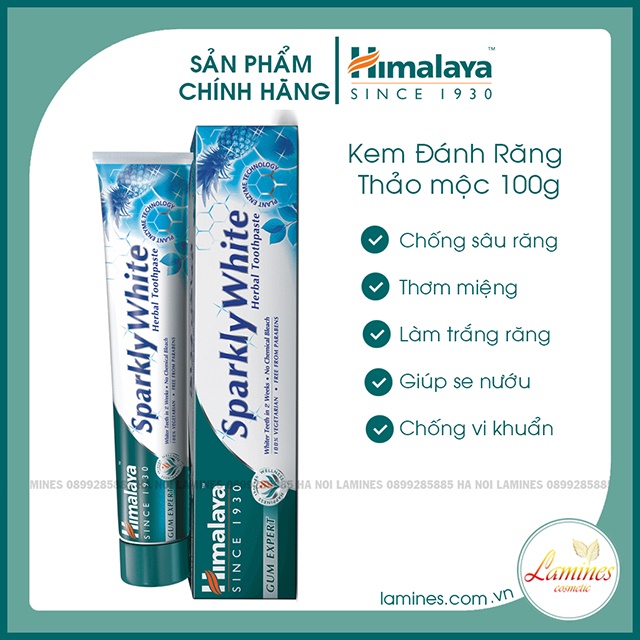 Kem Đánh Răng Trắng Sáng Lấp Lánh | Himalaya Sparkling White Toothpaste 100g