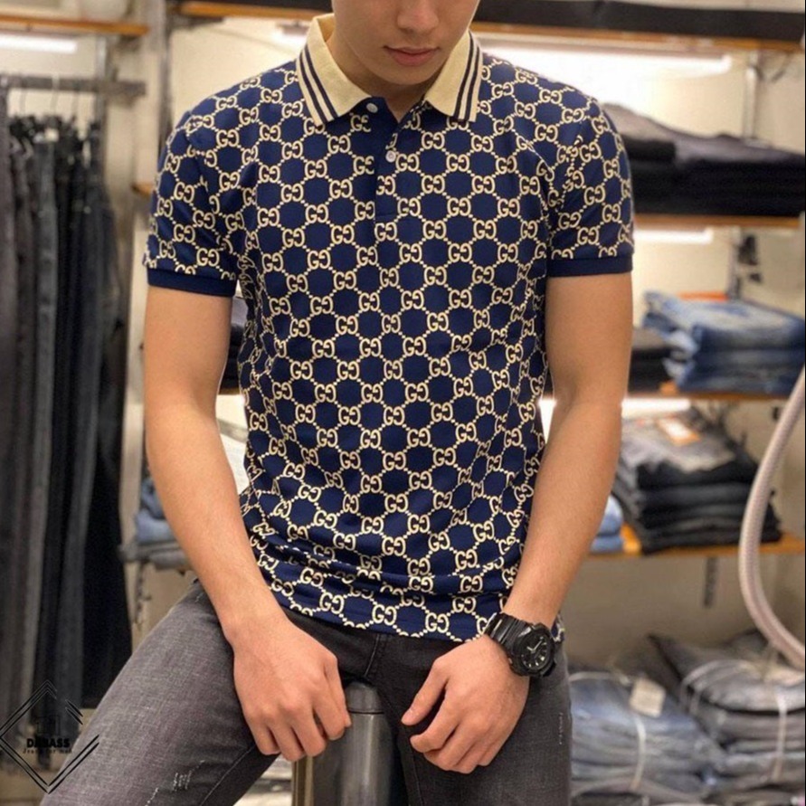 Áo Thun Nam Cổ Trụ Áo Polo Thêu Chữ Trẻ Trung Chất Vải Thun Co Dãn Dễ Phối Đồ Hàng Y Hình