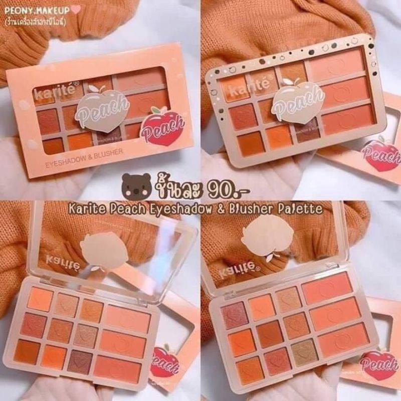 Bảng phấn mắt 12 ô hương đào có 3 ô má hồng katite thái lan