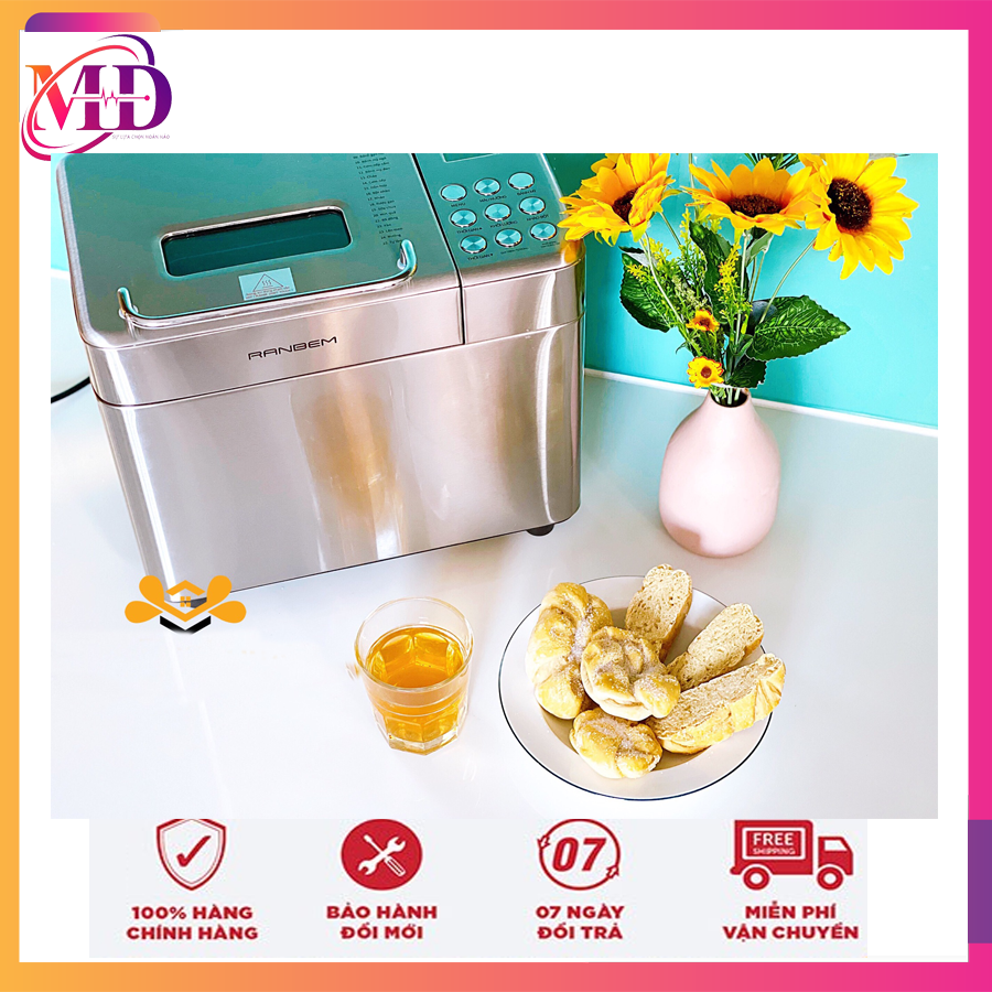 - máy làm bánh mỳ ranbem 135g sách hướng dẫn bàn phím 100% tiếng việt - bảo hành 1 năm