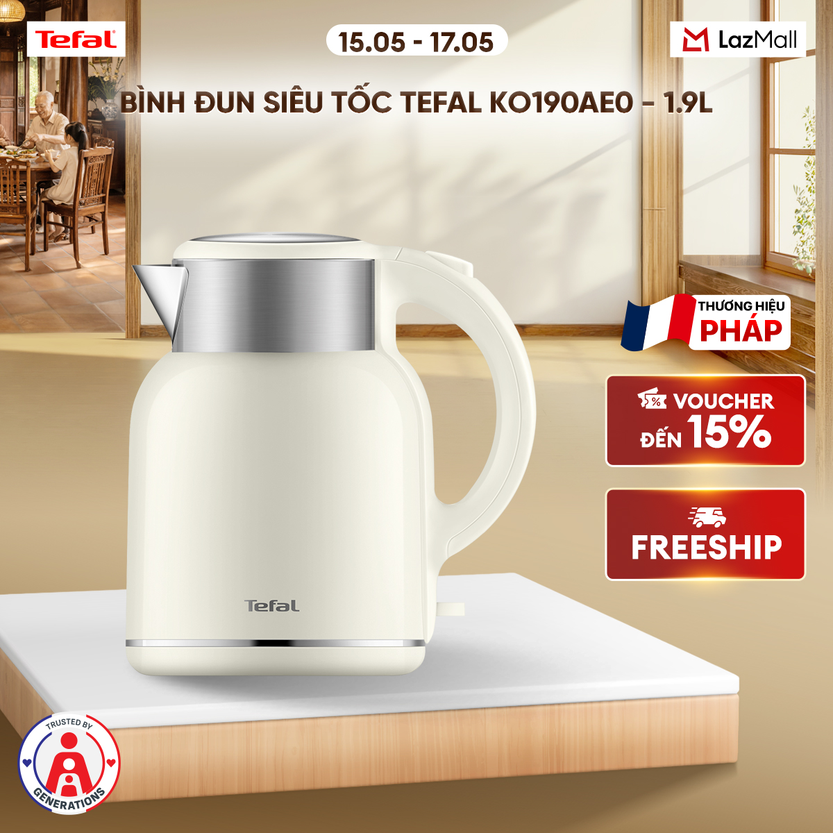 Bình đun siêu tốc Tefal KO190AE0 - 1.9L