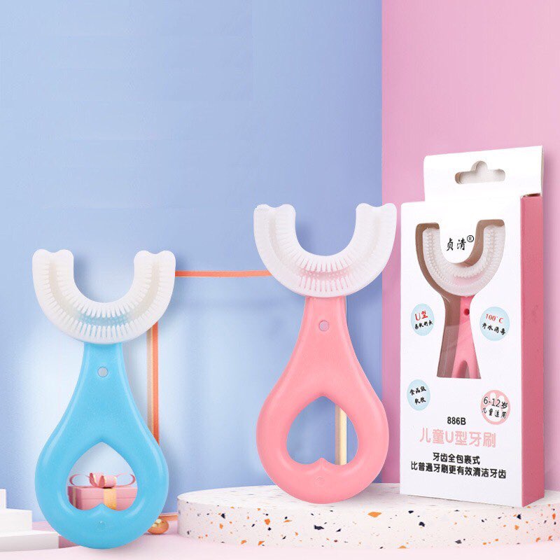 Bàn chải chữ U cho bé, chất liệu silicon mềm, dễ dàng vệ sinh răng miệng cho bé - soleil shop