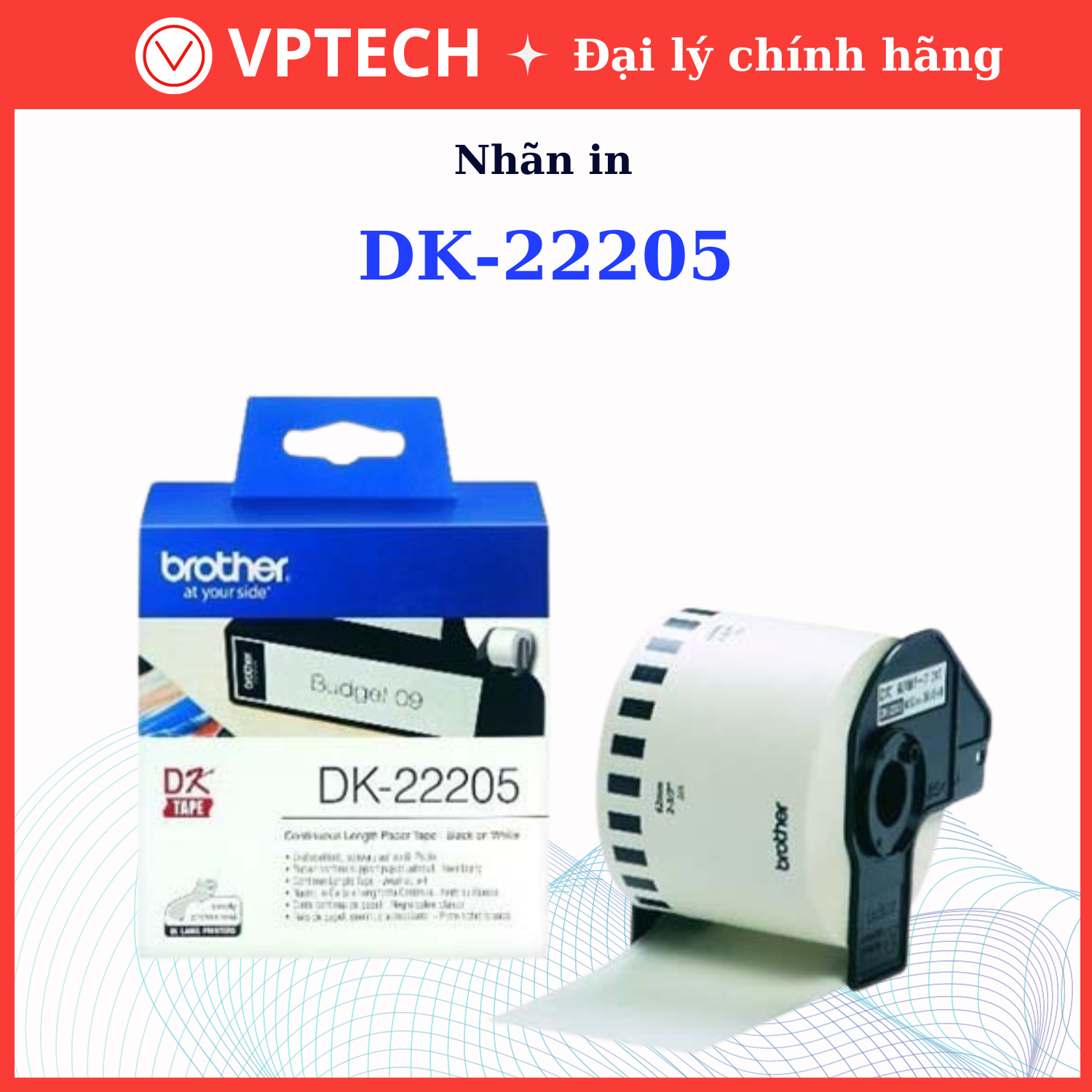 Dk-22205 continuous printing label Black background White-authentic