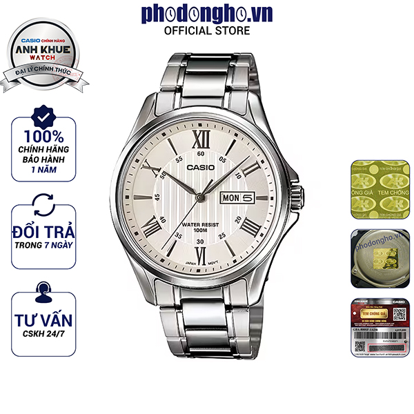 Đồng hồ nam dây kim loại Casio Anh Khuê MTP-1384D-7AVDF