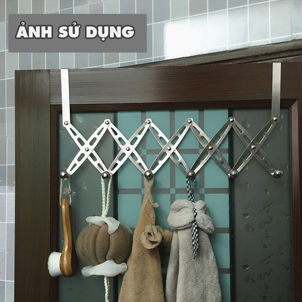 Móc treo quần áo gắn cửa tiện dụng bằng inox, đồ dùng tiện ích, móc treo, giá treo chất liệu không gỉ sét, thiết kế móc sang trọng