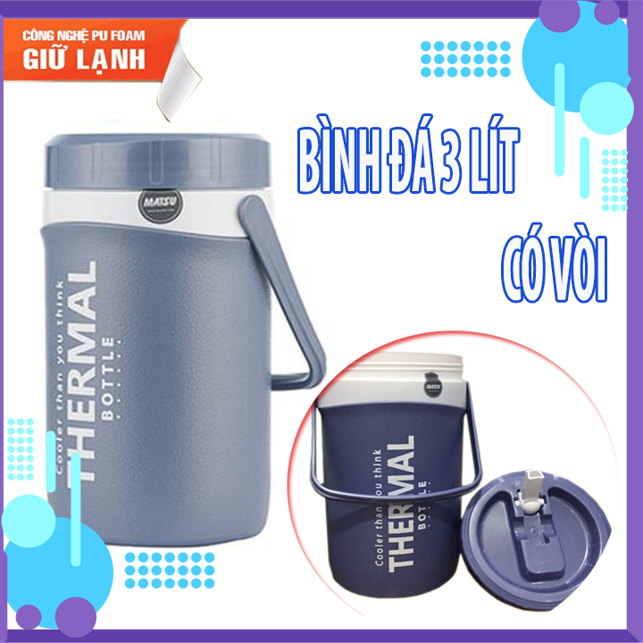 [DEAL GIẢM_PL] BÌNH ĐỰNG ĐÁ GIỮ NHIỆT CÓ VÒI 3 LÍT MATSU. BÌNH GIỮ NHIỆT NÓNG LẠNH