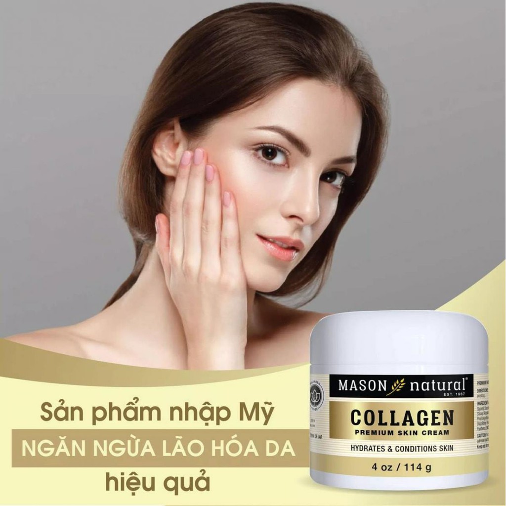 Mason natural, kem dưỡng da chống lão hóa bổ sung collagen, pear scent, premium cream skin, 57g/114g