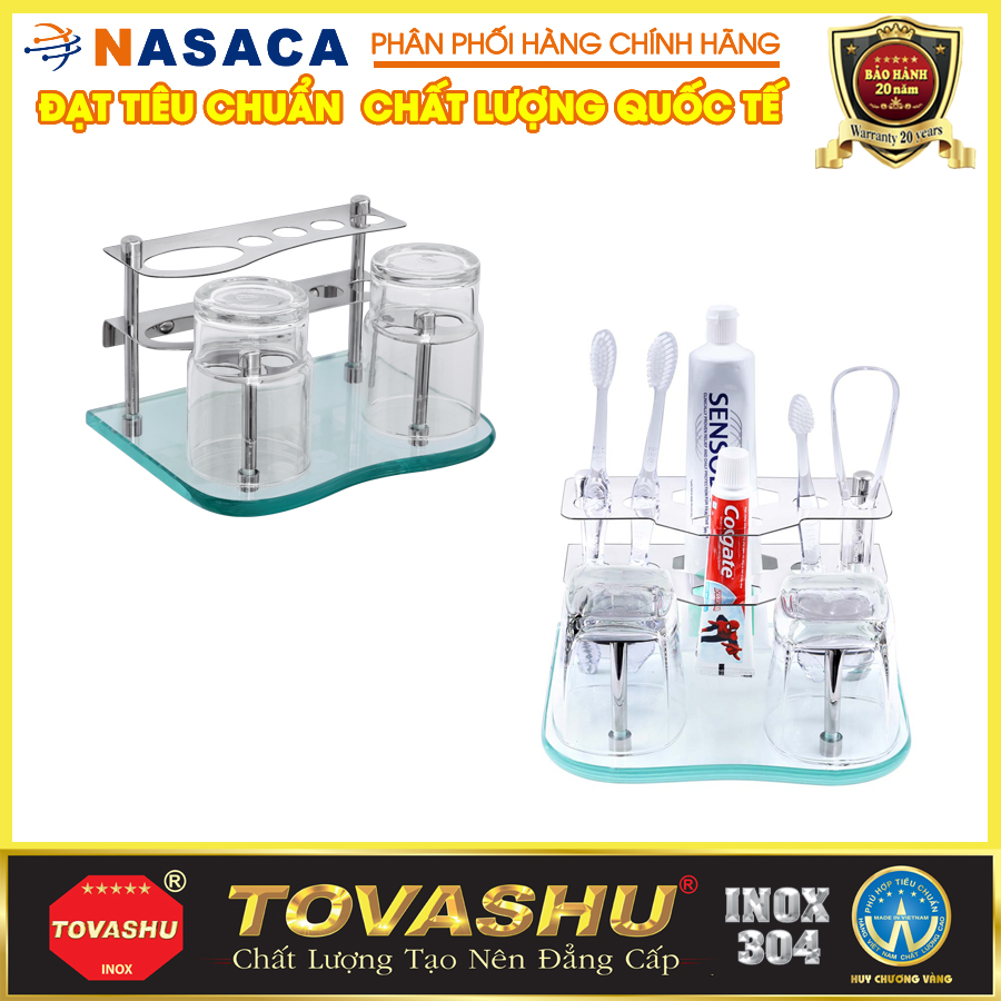 Kệ ly để nhà tắm 2 kiểu dáng inox TOVASHU (inox 304 - bảo hành 20 năm)