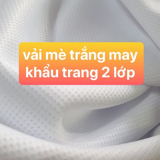 Combo 2m vải thun mè trắng hoặc đen và 20m chun xốp may khẩu trang 2 lớp